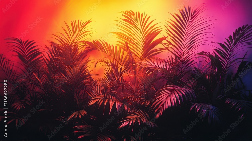 Tropical Palm Silhouettes Against Vibrant Sunset Gradient
Tropical Palm Silhouettes Against Vibrant Sunset Gradient