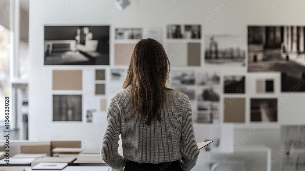 Focused Artist Contemplating on Inspiration Wall Focused Artist Contemplating on Inspiration Wall