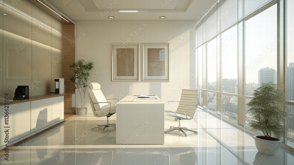 modern minimalist office with city view modern minimalist office with city view
