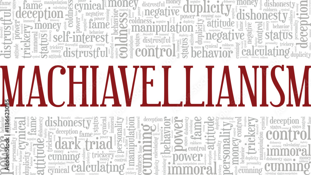 Machiavellianism word cloud conceptual design isolated on white background. Machiavellianism word cloud conceptual design isolated on white background.