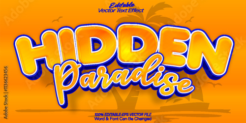 Hidden Paradise Vector Text Effect Editable Alphabet California Tropical California