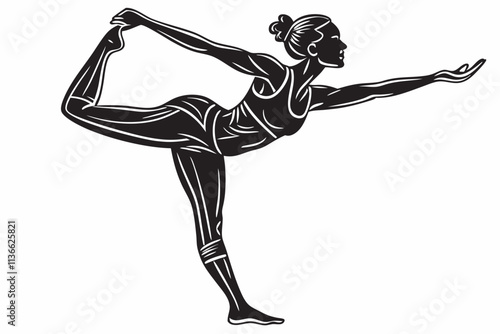 dancer yoga pose natarajasana  vector silhouette on a white background