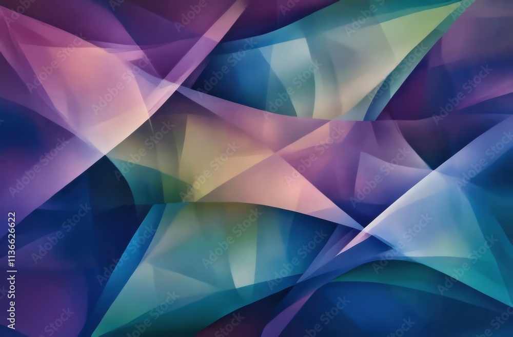 Abstract art with purple, blue, and green geometric shapes. Abstract art with purple, blue, and green geometric shapes.