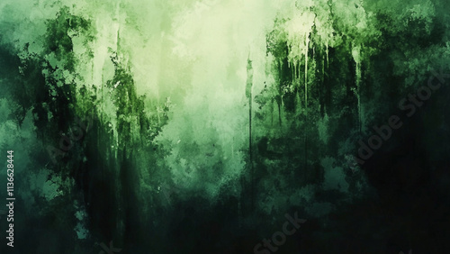 Water color art, green  grunge frame with watercolor background