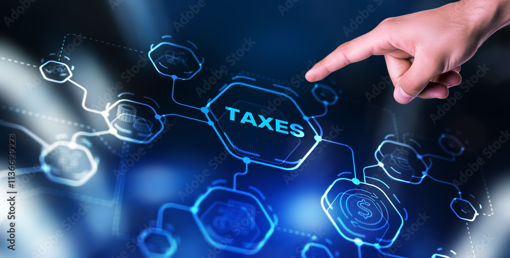 Taxes paid by individuals and corporations such as VAT. Finance and banking concept Taxes paid by individuals and corporations such as VAT. Finance and banking concept
