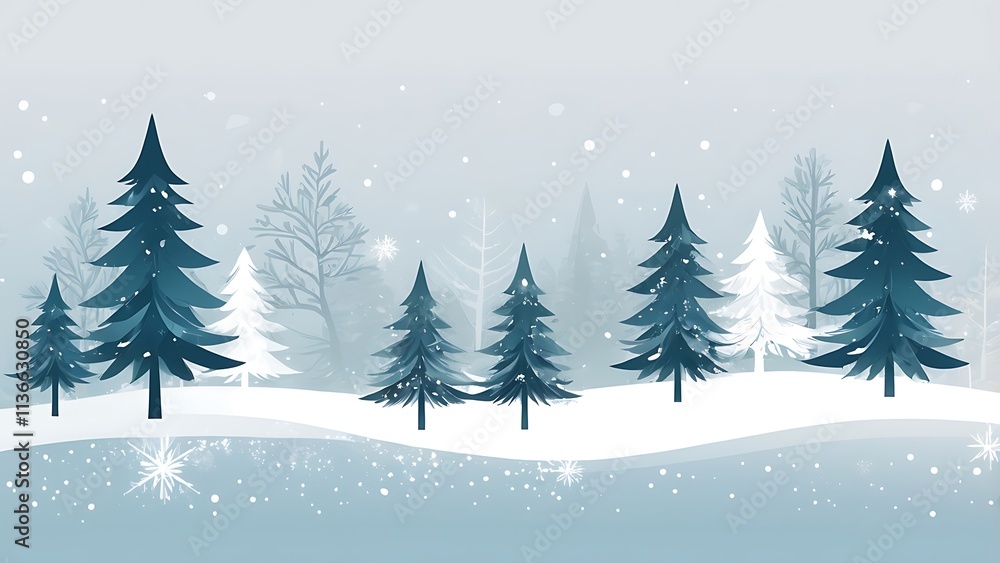 Serene Winter Landscape Featuring Snowy Pine Trees Serene Winter Landscape Featuring Snowy Pine Trees
