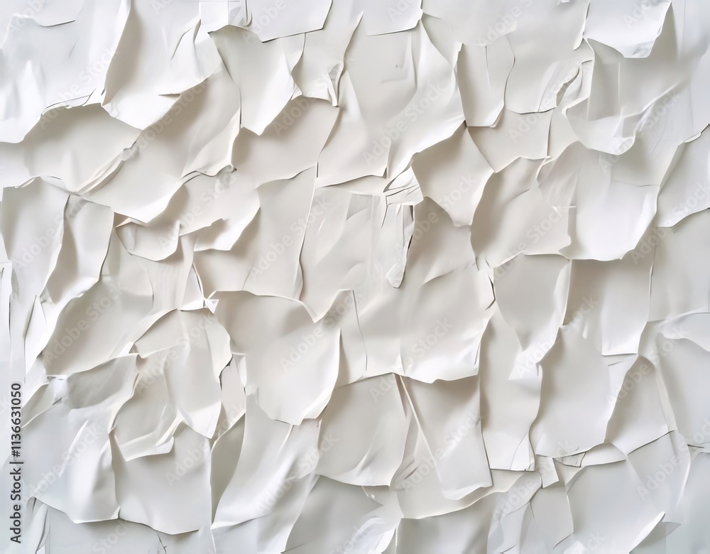 White, textured, fragmented, paper pieces background. White, textured, fragmented, paper pieces background.