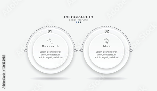 Vector Infographic label design template with icons and 2 options or steps.