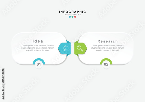 Vector Infographic label design template with icons and 2 options or steps. Can be used for process diagram, presentations