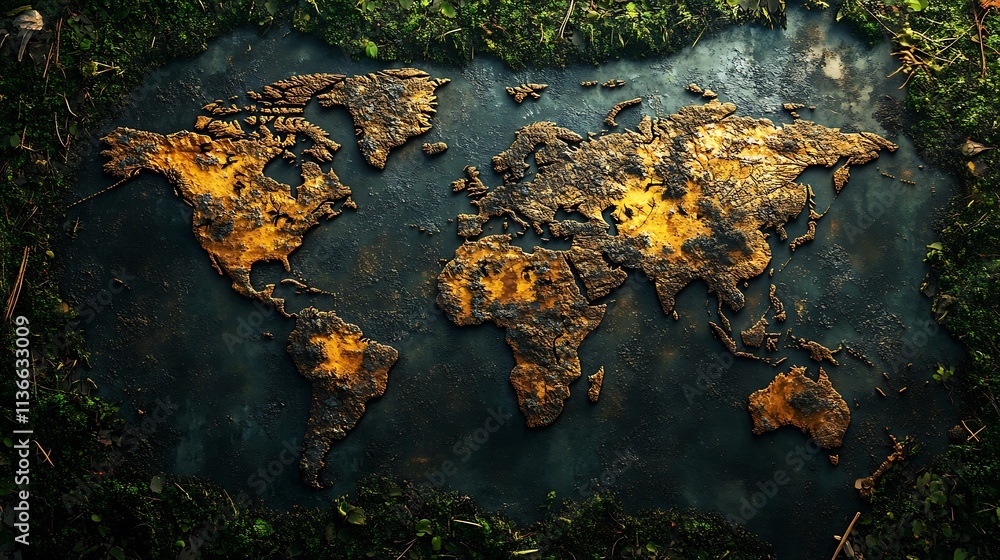 A global map showing the areas most affected by deforestation, highlighting regions in critical danger. A global map showing the areas most affected by deforestation, highlighting regions in critical danger.