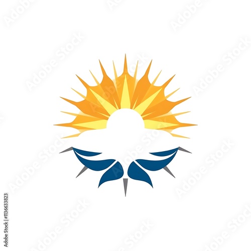 Sunrise Wings:  A stylized logo design featuring a sunburst and wings, symbolizing freedom, growth, and a new beginning. photo