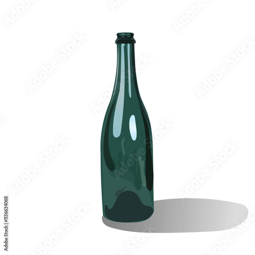 Champagne glass bottle vector illustration. Isolated on white background.