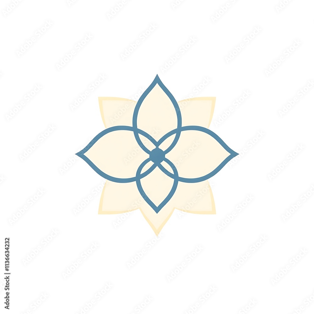 Abstract Floral Icon: This simple yet elegant icon features a stylized flower with four petals in a blue hue, symbolizing growth, beauty, and harmony. Abstract Floral Icon: This simple yet elegant icon features a stylized flower with four petals in a blue hue, symbolizing growth, beauty, and harmony.