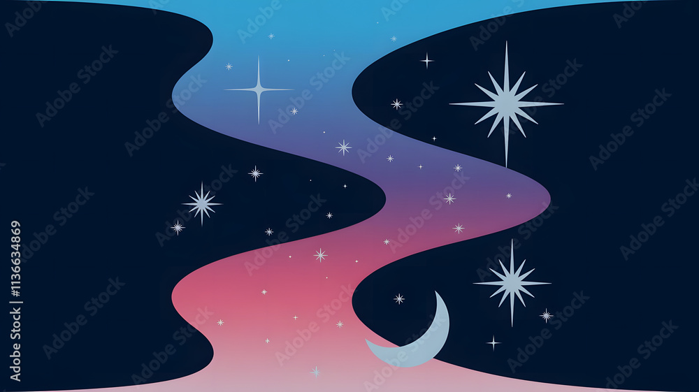 Naklejka premium An abstract design illustration with a gradient of blue, purple, and pink.
