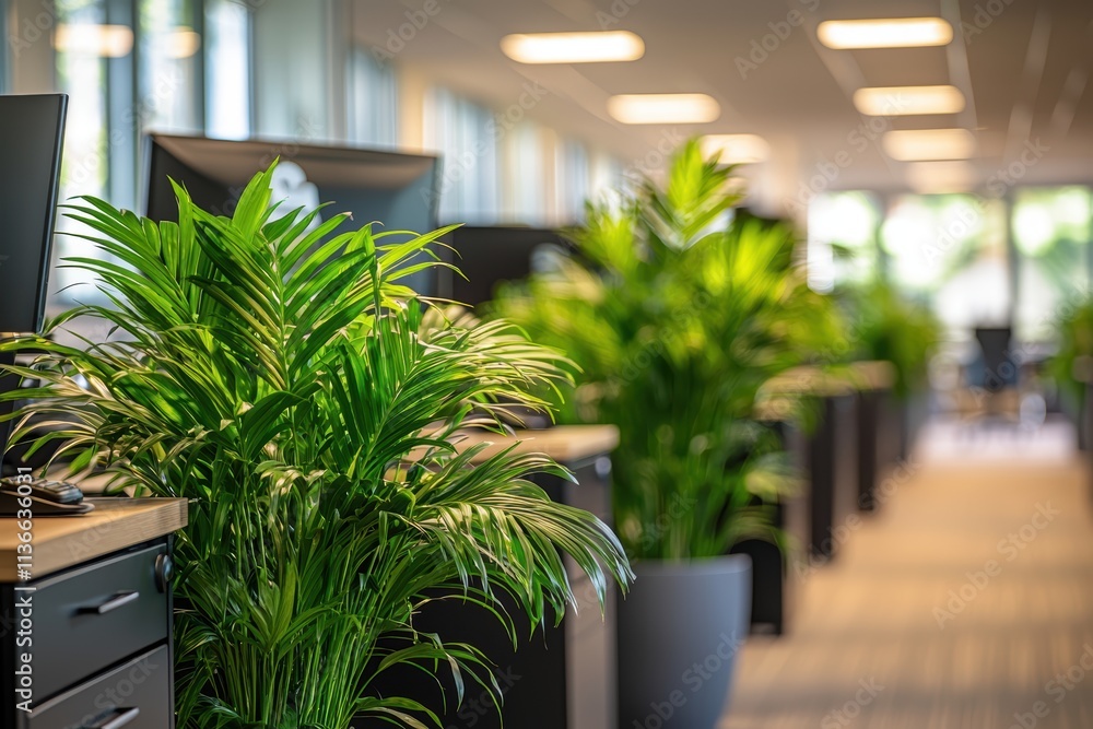 Bright corporate office with ergonomic seating and lush plants modern workspace open environment professional viewpoint Bright corporate office with ergonomic seating and lush plants modern workspace open environment professional viewpoint