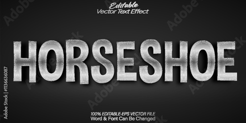 Horseshoe Vector Text Effect Editable Alphabet Luck Horse Silver