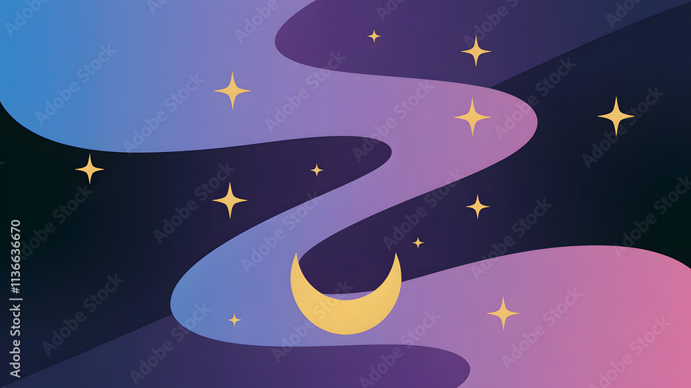 Naklejka premium An abstract design illustration with a gradient of blue, purple, and pink.