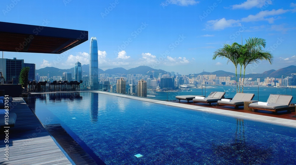 stunning rooftop infinity pool with hong kong skyline view stunning rooftop infinity pool with hong kong skyline view
