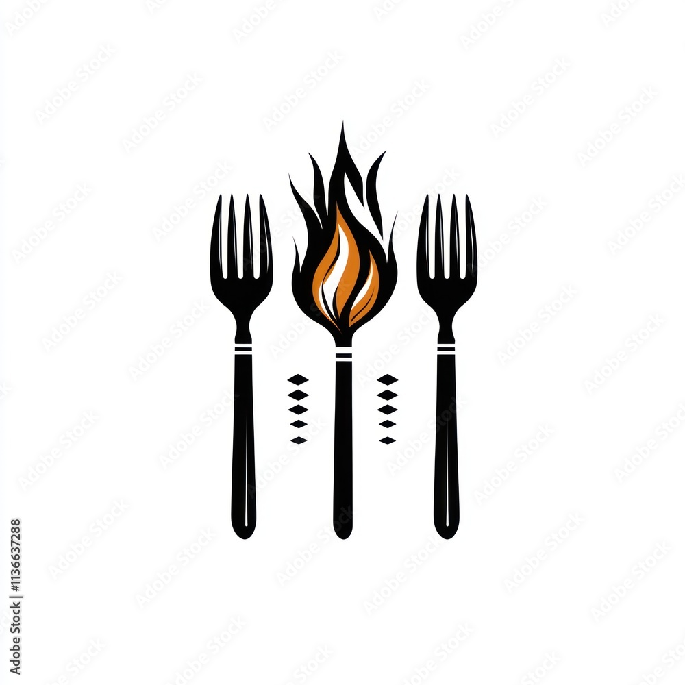 Fiery Forks Restaurant Logo Design. Fiery Forks Restaurant Logo Design.