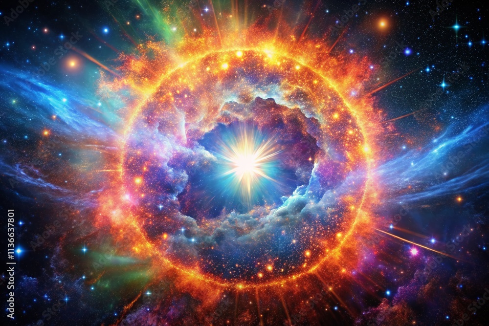 Obraz premium Supernova Double Exposure: Sci-Fi Deep Space Imagery, AI Generated Art