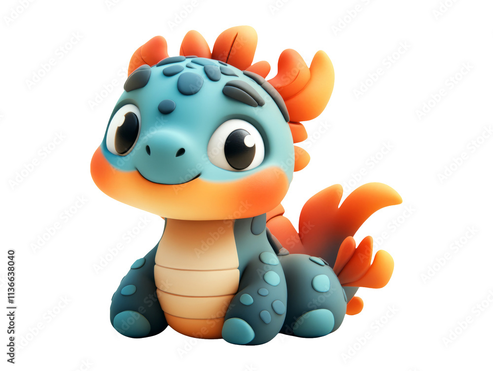 Obraz premium Cute Cartoon Dragon Character with Bright Colors on Transparent Background
