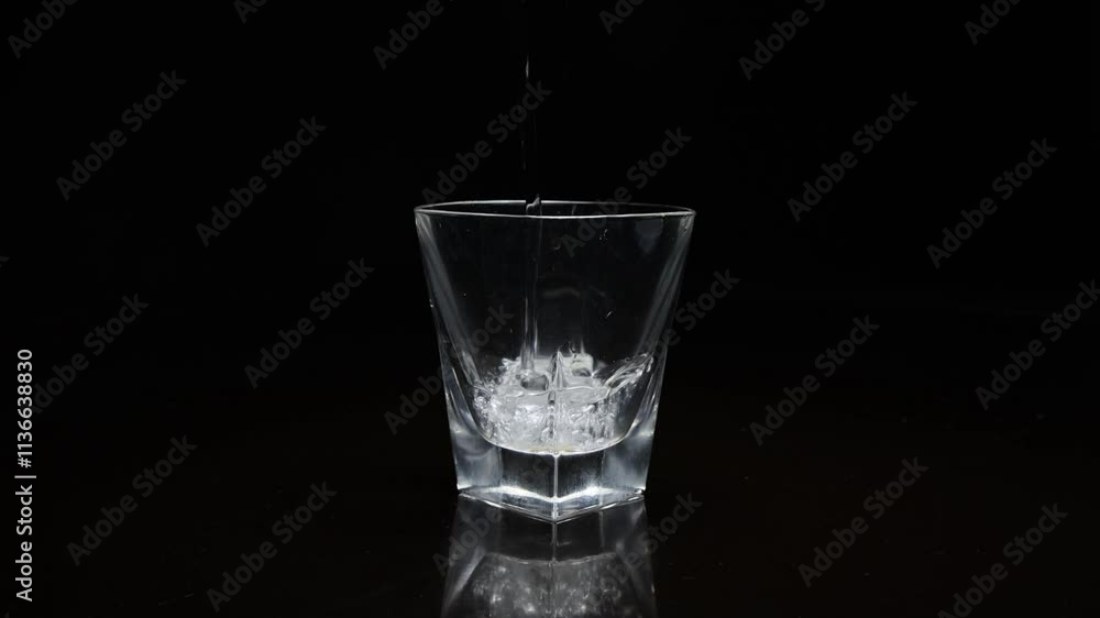Pure water is poured into a transparent glass cup. Slow motion
Pure water is poured into a transparent glass cup. Slow motion