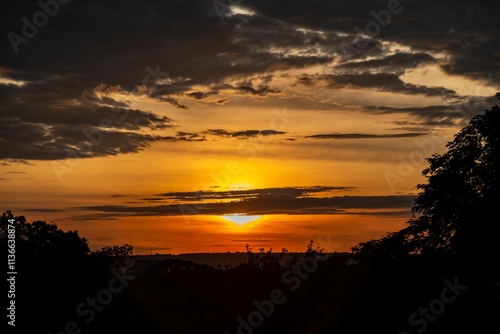 Wallpaper Mural Dramatic sunrise with intense natural orange lights and idyllic dramatic scenery Torontodigital.ca