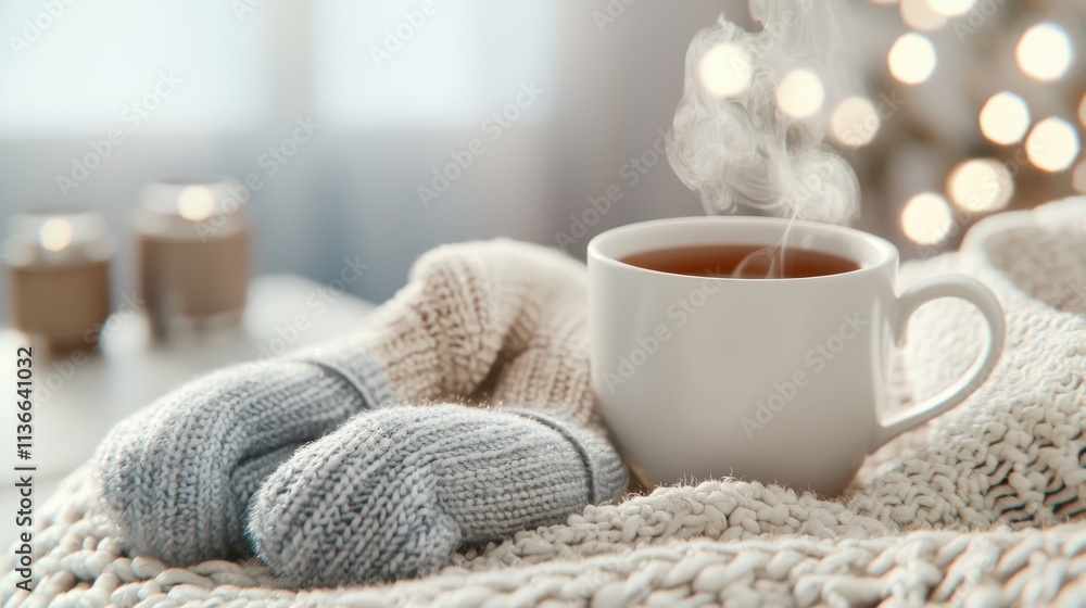 Savoring a cozy winter tea experience indoor setting flat lay close-up warmth and comfort inviting atmosphere Savoring a cozy winter tea experience indoor setting flat lay close-up warmth and comfort inviting atmosphere