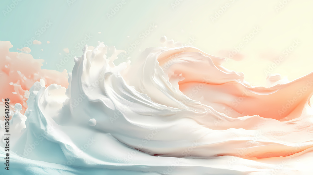Fototapeta premium Whipped cream isolated on a white background. Zephyrine. Illustration