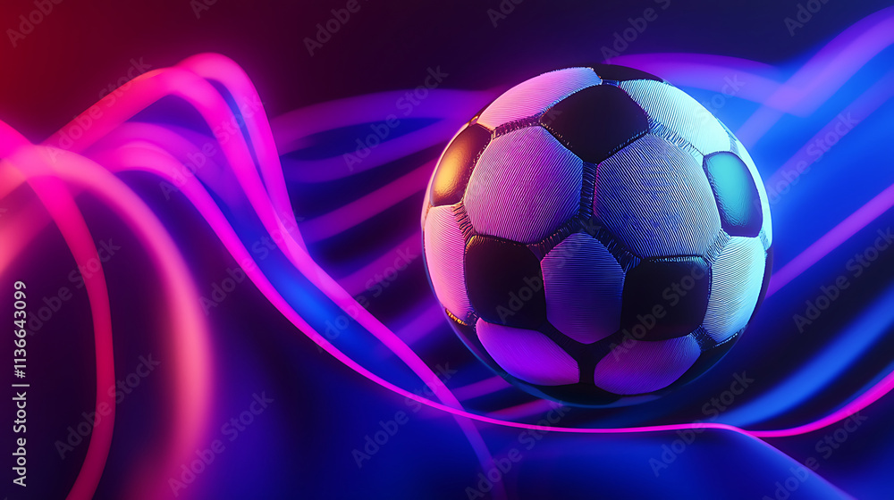 Obraz premium A football at futuristic abstract background