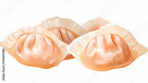 Wonton dumpling side view full length isolate on transparency background png. Zephyrine. Illustration photo