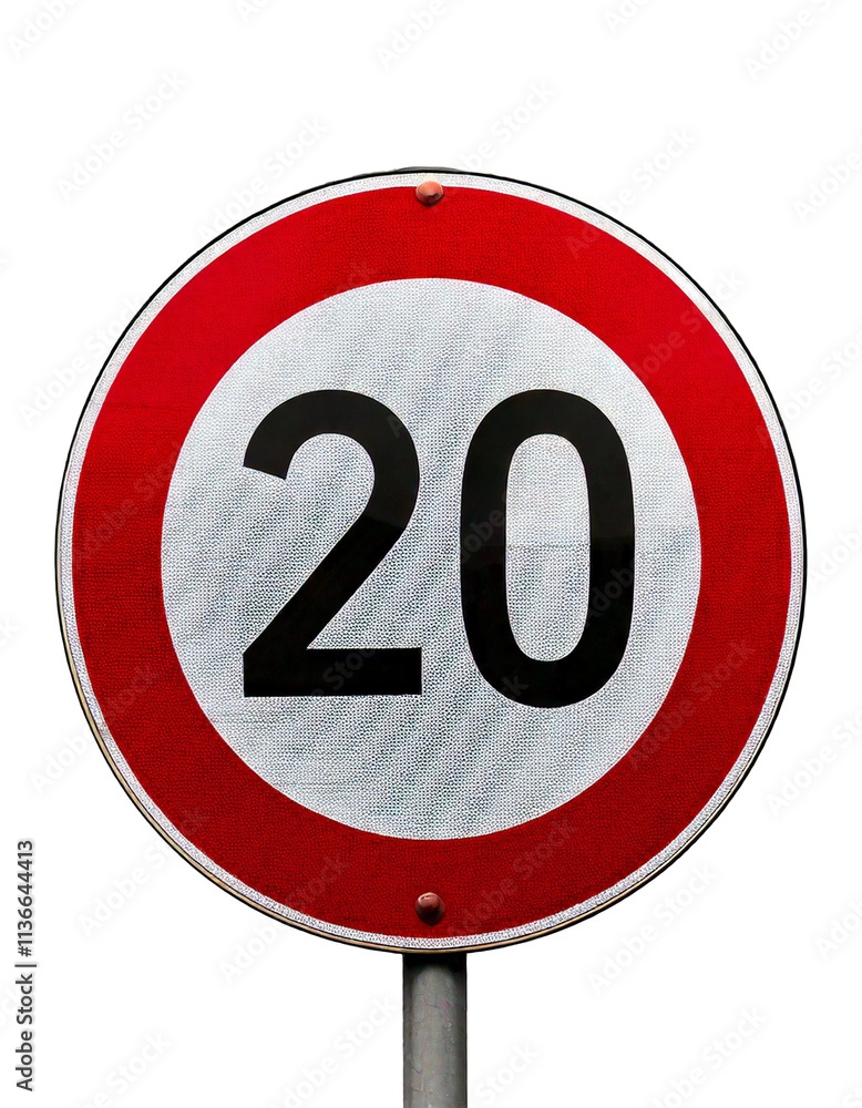 speed limit 20 kmh sign isolated transparent background, germany traffic