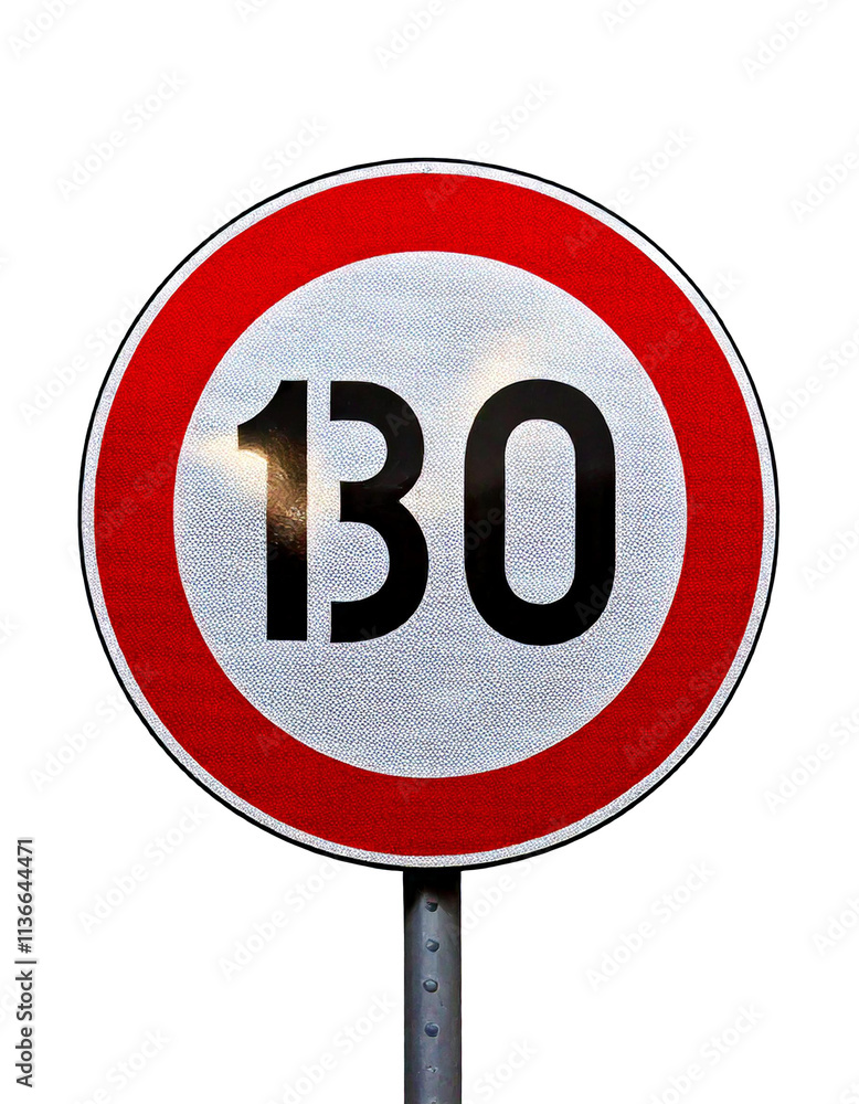 speed limit 130kmh sign isolated transparent background, germany highway traffic speed limit 130kmh sign isolated transparent background, germany highway traffic