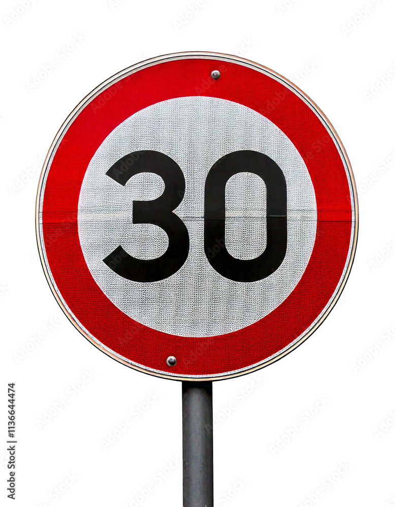 speed limit 30 kmh sign isolated transparent background, germany traffic