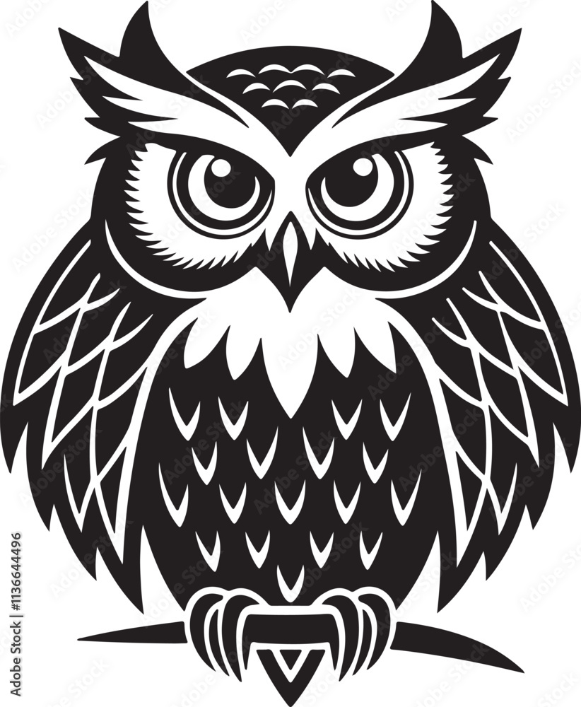 Owl vector Silhouette for black and white Design Owl vector Silhouette for black and white Design