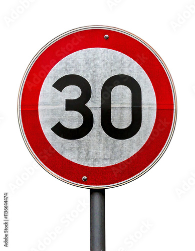Obraz na płótnie speed limit 30 kmh sign isolated transparent background, germany traffic w salonie