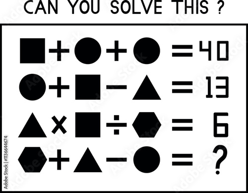 Mathematical count game. Matching task for kids with icon different shape. Can You solve this? Children funny riddle entertainment. Find right answer. Mathematics vector activity page and game.