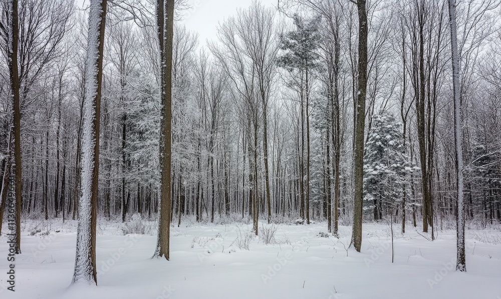 A snowy forest with trees covered in snow A snowy forest with trees covered in snow