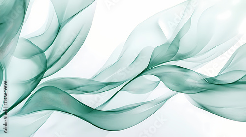 Fresh green leaves swirling in the air with gentle movement on a white background. Zephyrine. Illustration