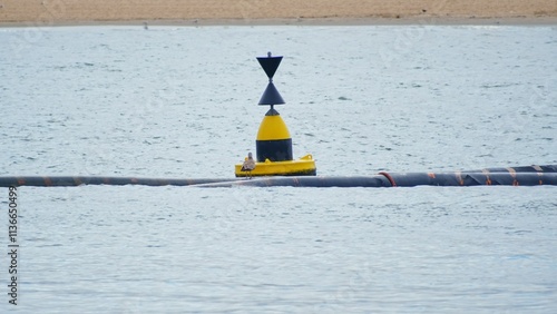 Nautical Navigation Cardinal Mark Buoy for Underwater Obstacle Avoidance Warning Marker Sign by Floating Industrial Pipeline