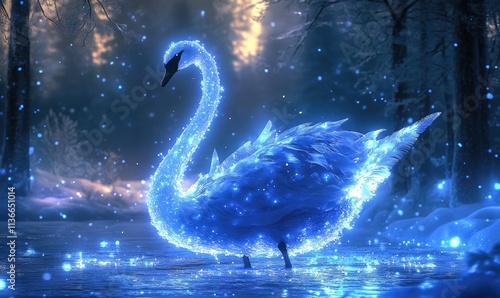 Fototapeta Naklejka Na Ścianę i Meble -  A blue swan is in the water