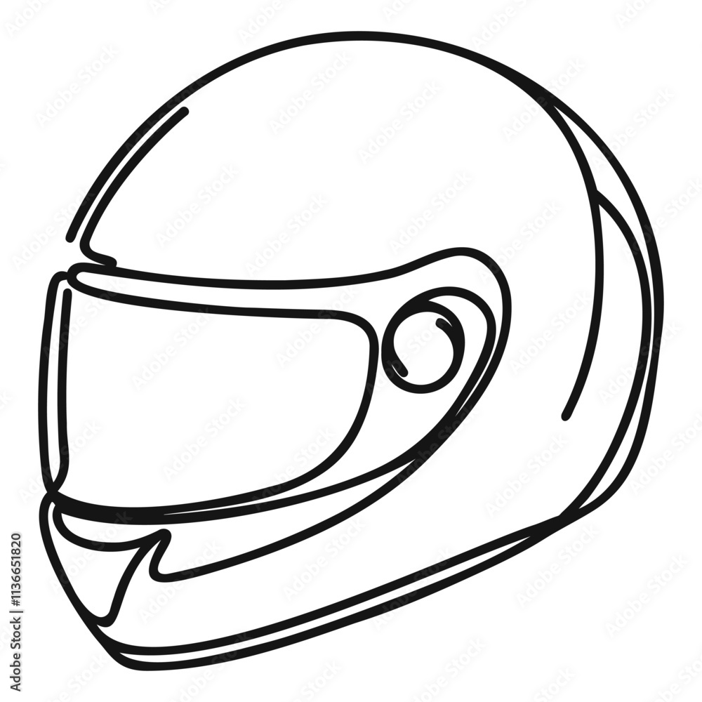 Continuous one line drawing Motorcycle helmet with clipping path. Single line draw design vector graphic illustration. Continuous one line drawing Motorcycle helmet with clipping path. Single line draw design vector graphic illustration.