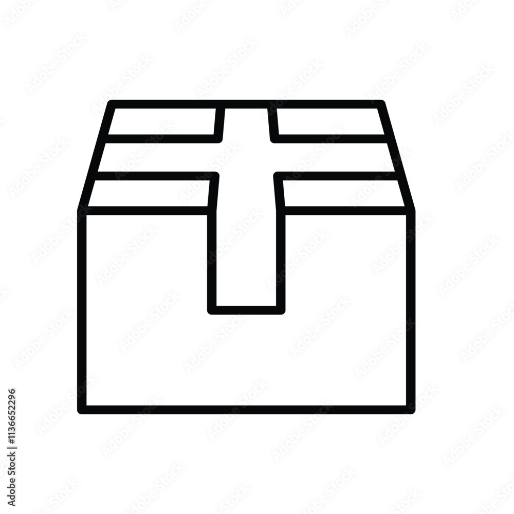 icon box. closed package, parcel box, cardboard box, gift box, shipping, ui and ux design sign icon symbol, line design style. vector design icon box. closed package, parcel box, cardboard box, gift box, shipping, ui and ux design sign icon symbol, line design style. vector design