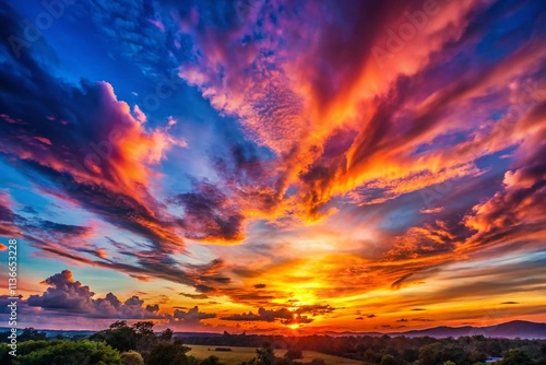 Two-Tone Sunset Night Sky Photography: Stunning Dusk Colors, Evening Sky, Night Scene