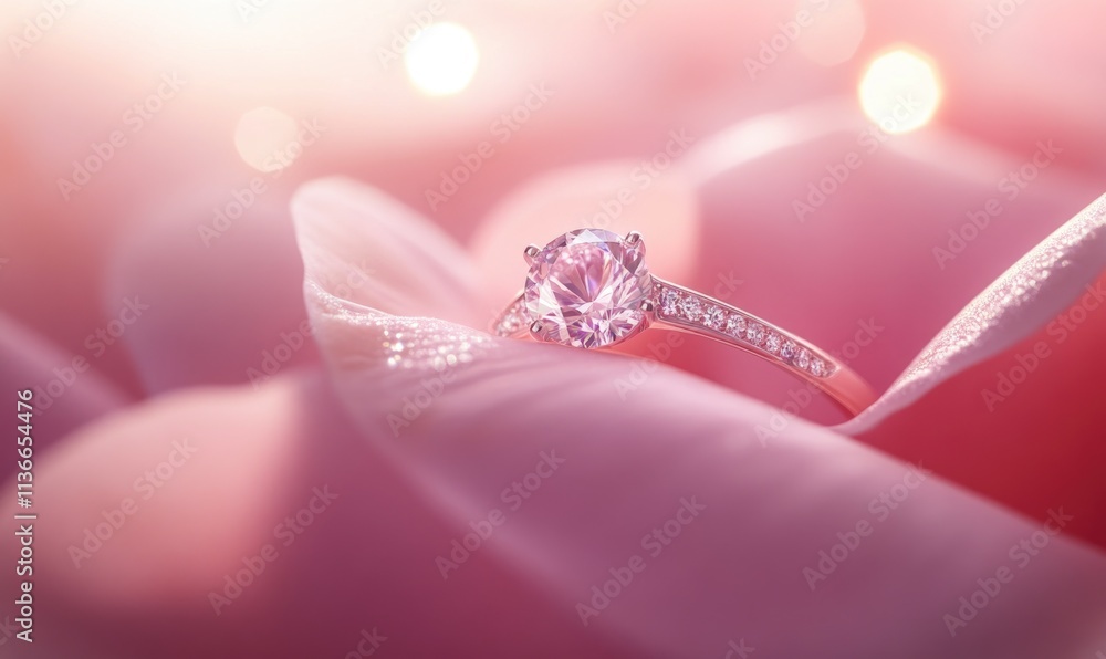 Fototapeta premium A pink flower with a ring on it
