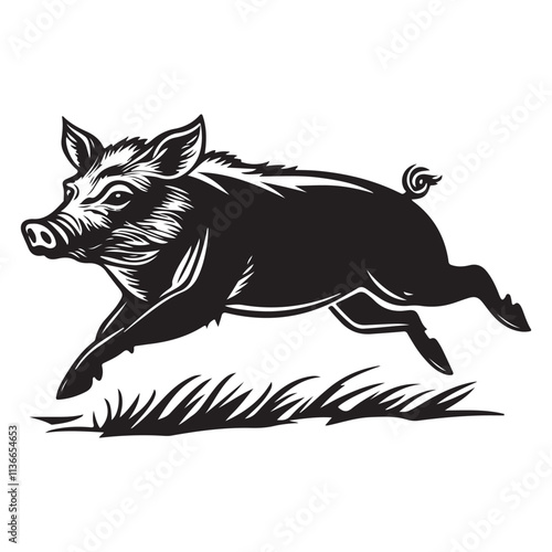 Line art of wild boar vector silhouette