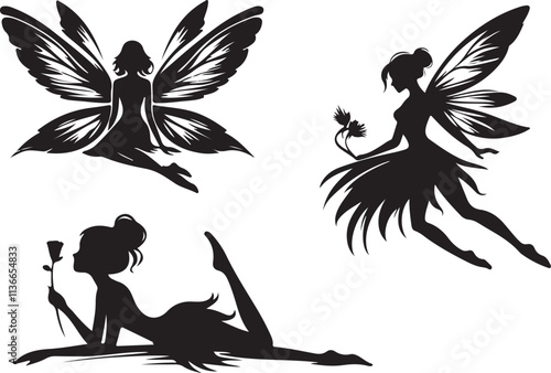 Fairies silhouette collection Little fairies set