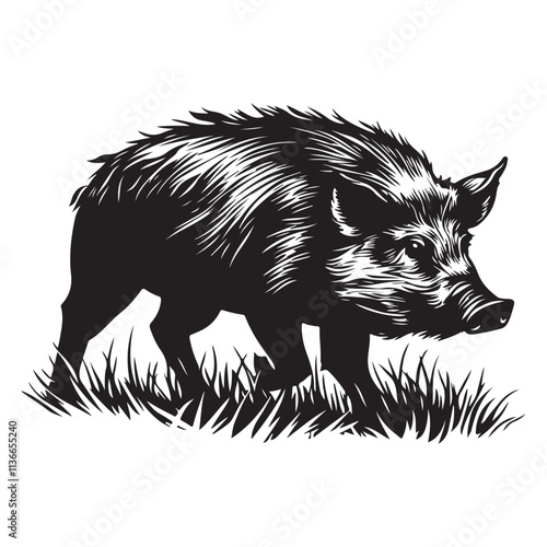 Line art of wild boar vector silhouette