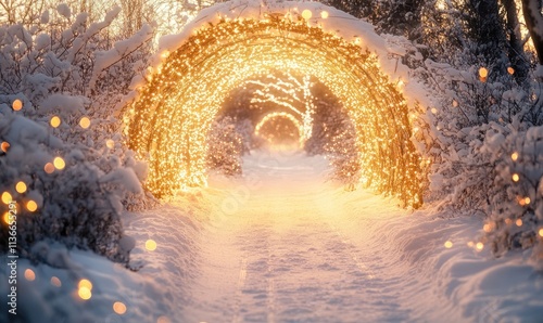 Wallpaper Mural A snow covered path with lights on it Torontodigital.ca