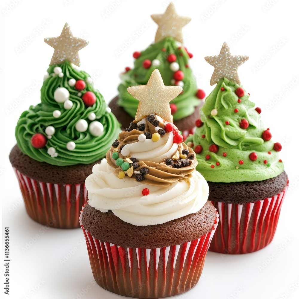 Festive Holiday Cupcakes Decorated as Christmas Trees with Colorful Frosting and Edible Ornaments for a Cheerful Celebration Festive Holiday Cupcakes Decorated as Christmas Trees with Colorful Frosting and Edible Ornaments for a Cheerful Celebration